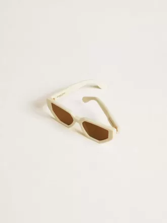 Gafas de sol rectangulares con montura beige