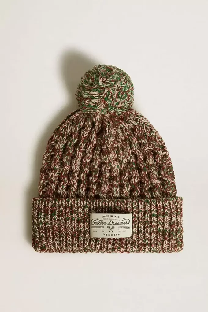 Gorro de lana multicolor con pompón