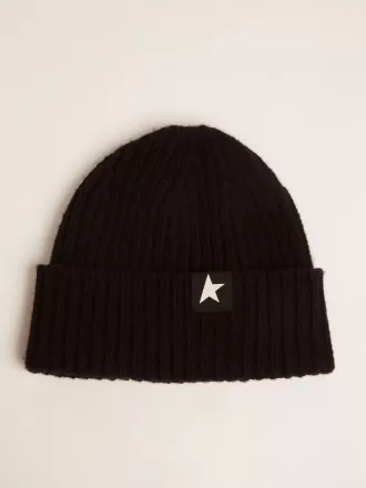 Gorro de lana negro con estrella blanca
