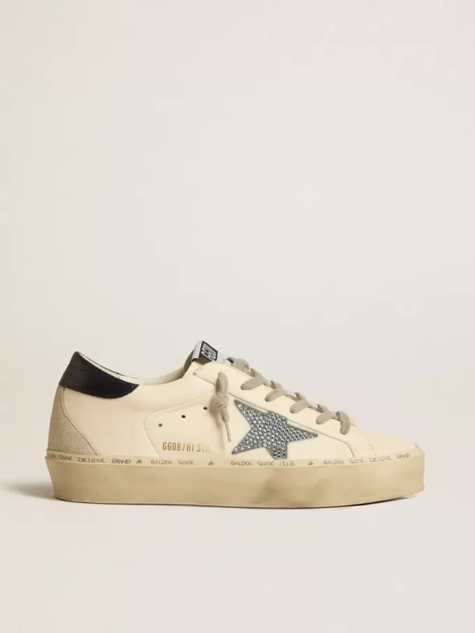 Hi Star en napa con estrella de cristal Swarovski y lengüeta del talón en piel azul oscuro