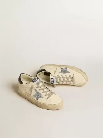 Hi Star en napa con estrella de cristal Swarovski y lengüeta del talón en piel azul oscuro