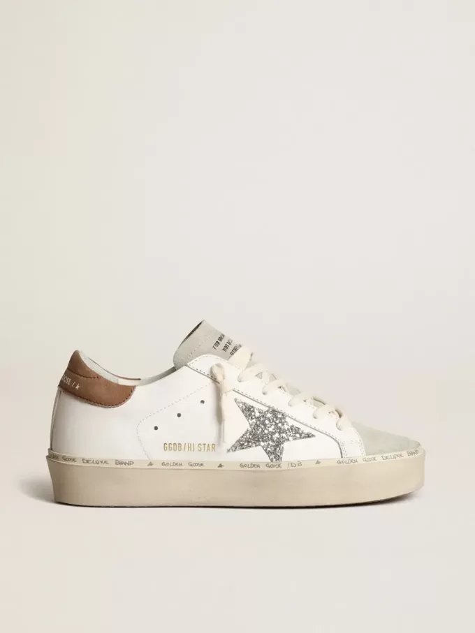 Hi Star para mujer con estrella plateada brillante y lengüeta del talón en nubuck gris paloma