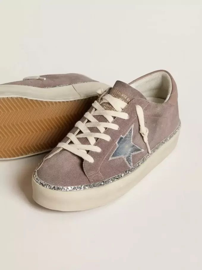 Hi Star para mujer en ante con estrella de piel plateada y lengüeta de piel en el talón