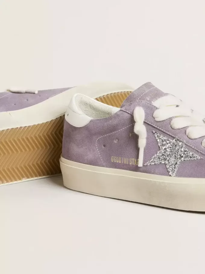 Hi Star para mujer en ante morado con estrella plateada brillante