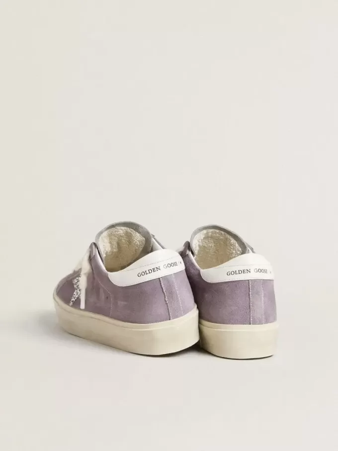 Hi Star para mujer en ante morado con estrella plateada brillante