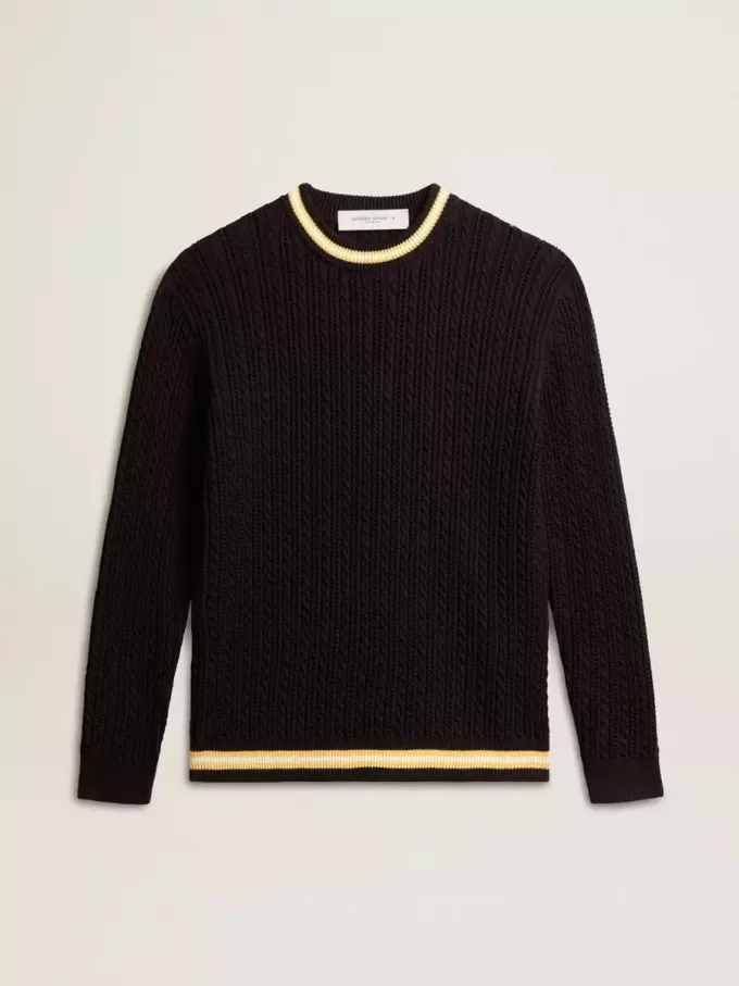 Jersey azul de cuello redondo para hombre con ribetes en contraste