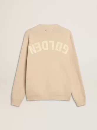 Jersey beige de cuello redondo para hombre con las letras «Golden» en la espalda