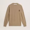 Jersey beige para hombre con logotipo bordado