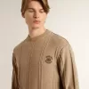 Jersey beige para hombre con logotipo bordado