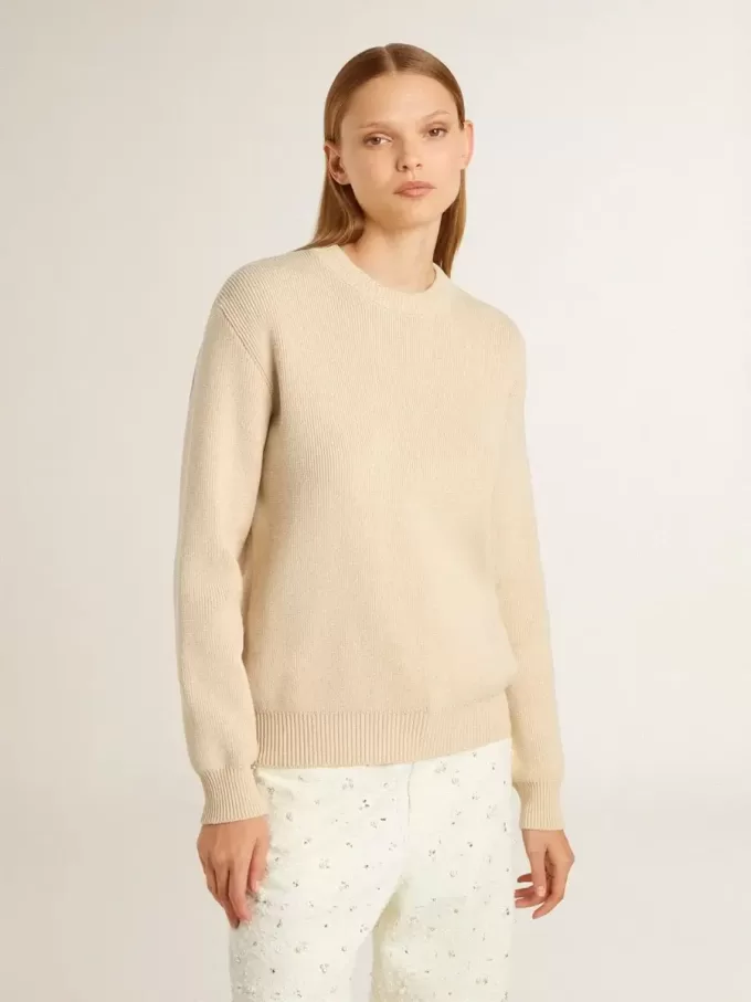 Jersey beige para mujer con las letras «Golden» en la espalda