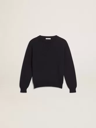 Jersey de cuello redondo en algodón azul oscuro