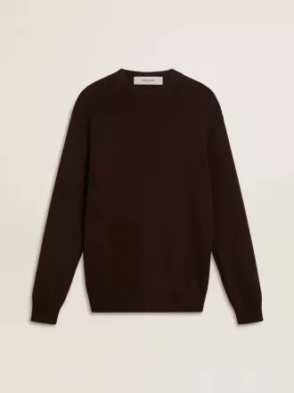 Jersey de cuello redondo marrón para hombre con las letras «Golden» en la espalda