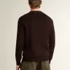Jersey de cuello redondo marrón para hombre con las letras «Golden» en la espalda