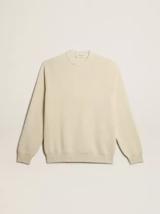 Jersey de cuello redondo para hombre en algodón color Panamá con logotipo en la espalda