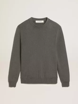 Jersey de cuello redondo para hombre en algodón gris oscuro con logotipo en la espalda