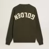 Jersey de cuello redondo para hombre en color verde militar con las letras «Golden» en la espalda