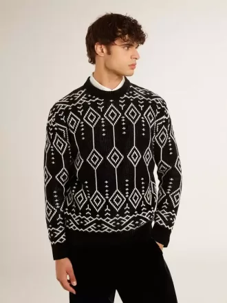 Jersey de cuello redondo para hombre, mezcla de lana, con diseño jacquard argyle
