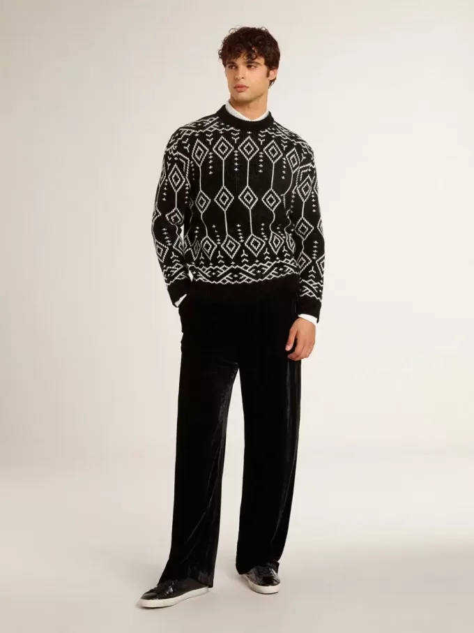 Jersey de cuello redondo para hombre, mezcla de lana, con diseño jacquard argyle Jersey de cuello redondo para hombre, mezcla de lana, con diseño jacquard argyle