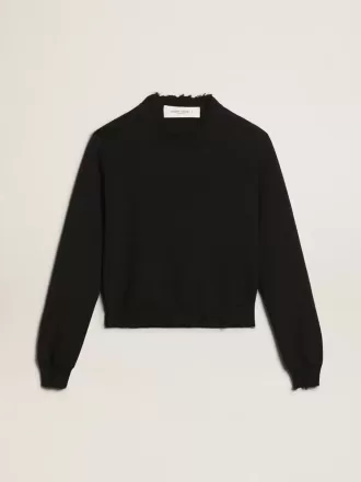 Jersey de cuello redondo para mujer en algodón azul oscuro