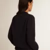 Jersey de cuello redondo para mujer en algodón azul oscuro