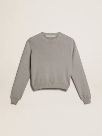 Jersey de cuello redondo para mujer en algodón gris