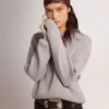 Jersey de cuello redondo para mujer en algodón gris