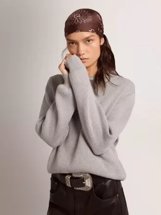 Jersey de cuello redondo para mujer en algodón gris