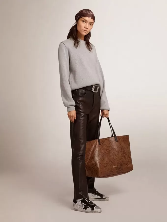 Jersey de cuello redondo para mujer en algodón gris