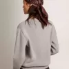 Jersey de cuello redondo para mujer en algodón gris