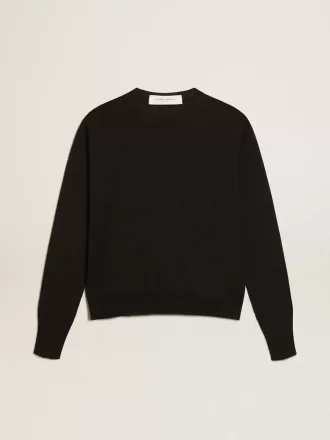 Jersey de cuello redondo para mujer en lana negra