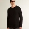 Jersey de lana negro para hombre con efecto desgastado Jersey de lana negro para hombre con efecto desgastado
