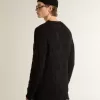Jersey de lana negro para hombre con efecto desgastado Jersey de lana negro para hombre con efecto desgastado