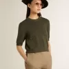 Jersey de manga corta para mujer en algodón verde militar