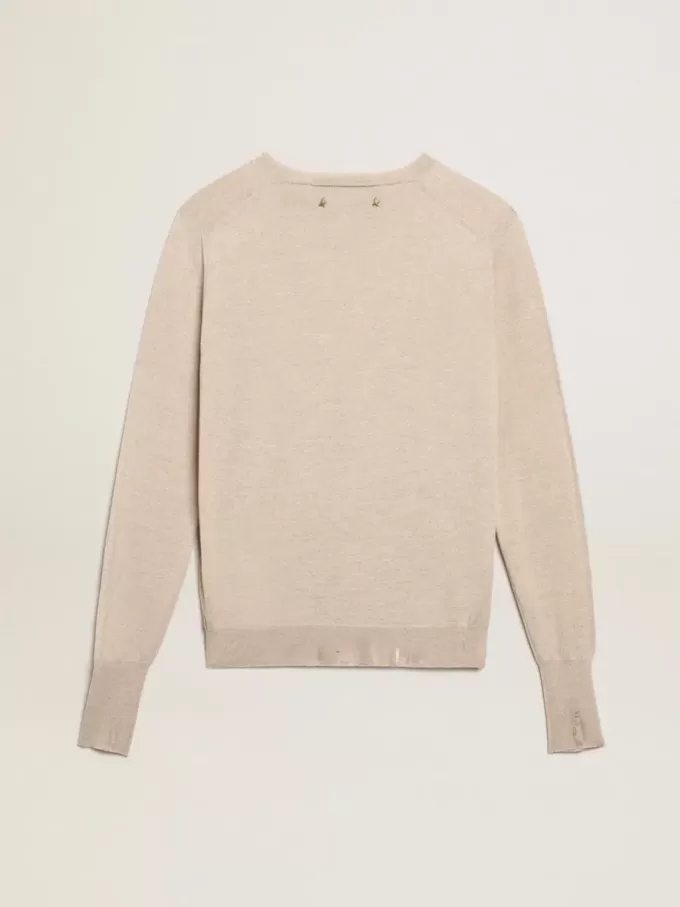 Jersey de mujer en lana merino marrón claro Jersey de mujer en lana merino marrón claro