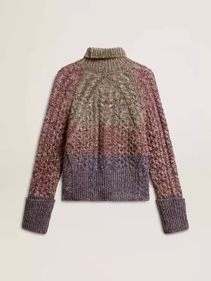 Jersey multicolor de cuello alto para mujer con hilo mouliné Jersey multicolor de cuello alto para mujer con hilo mouliné