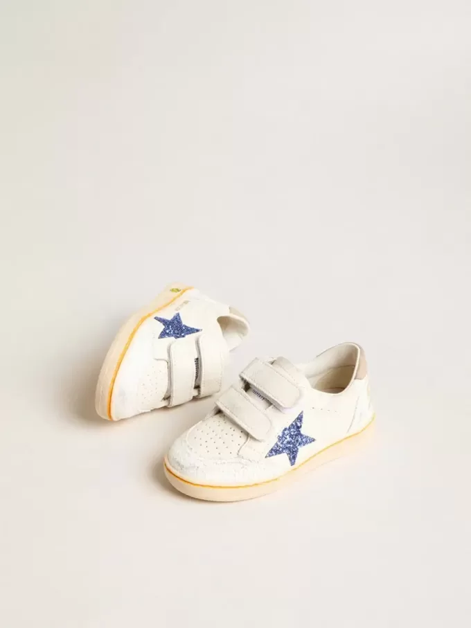 Junior Ball Star con estrella azul brillante y lengüeta trasera de ante beige