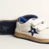 Junior Ball Star con estrella y lengüeta en el talón de cuero azul metalizado Junior Ball Star con estrella y lengüeta en el talón de cuero azul metalizado