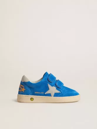 Junior Ball Star en ante azul claro con estrella y lengüeta en el talón de nubuck gris