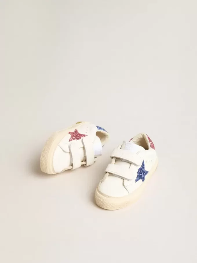 Junior May School en piel con estrella brillante y lengüeta en el talón