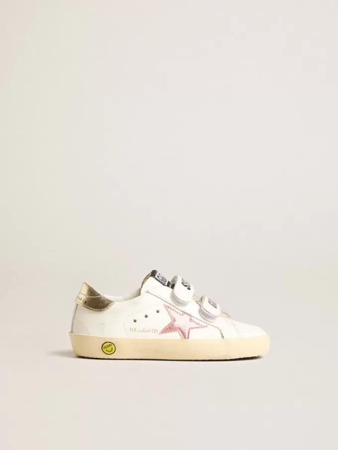 Junior Old School con estrella de cuero metalizado color melocotón Junior Old School con estrella de cuero metalizado color melocotón