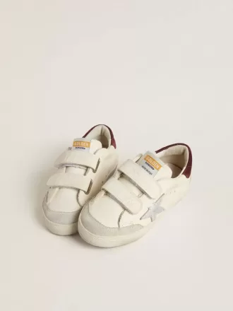 Junior Old School con estrella de cuero metalizado plateado y lengüeta del talón de ante morado