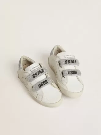 Junior Old School con lengüeta y correas en el talón con cristales Swarovski plateados