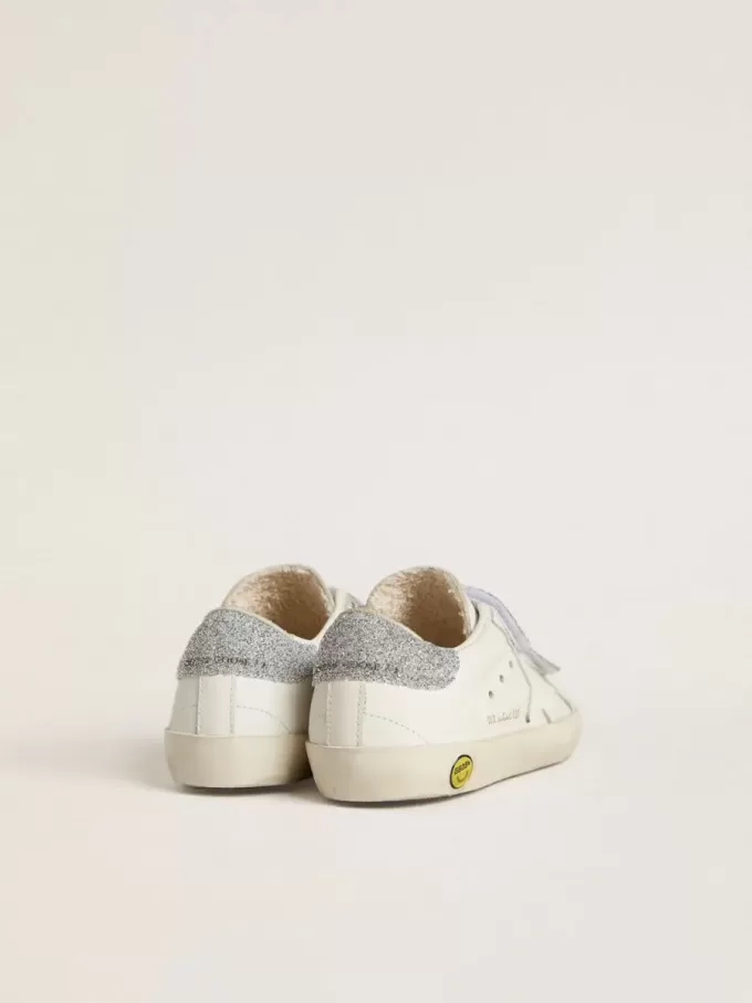 Junior Old School con lengüeta y correas en el talón con cristales Swarovski plateados