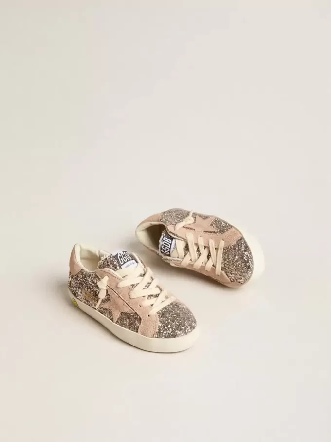 Junior Super-Star con purpurina, estrella de ante y lengüeta en el talón