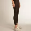 Leggings negros para mujer con costuras mixtas