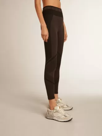 Leggings negros para mujer con costuras mixtas