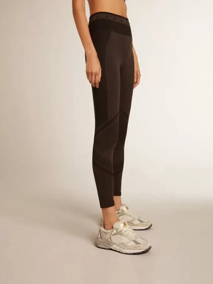 Leggings negros para mujer con costuras mixtas