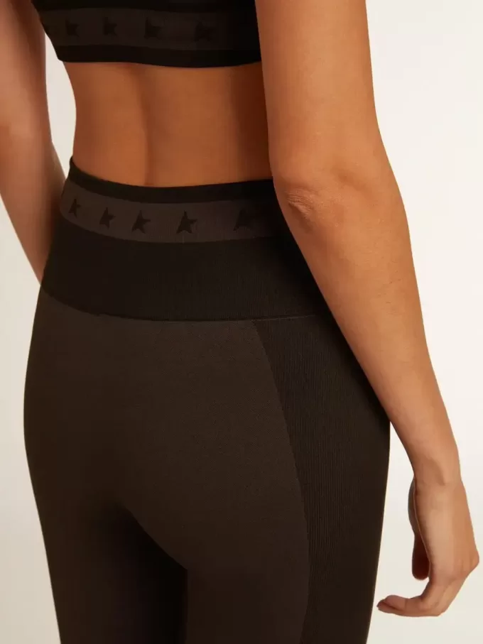 Leggings negros para mujer con costuras mixtas