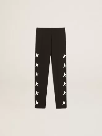 Leggings negros para niña con estrellas blancas en los laterales