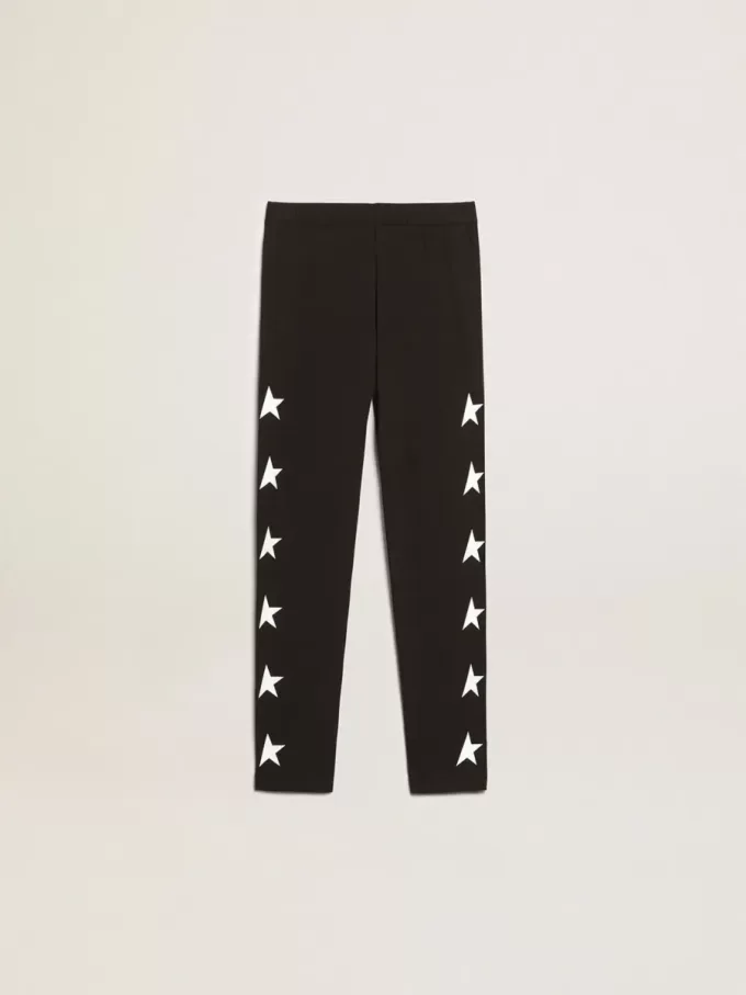 Leggings negros para niña con estrellas blancas en los laterales
